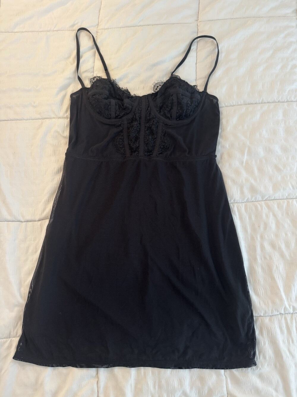 Urban Outfitters Modern Love Corset Dress Black Whimsigoth 90s Grunge Coquette